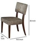 Benzara Wooden Side Chair , Grey Fabric, Set Of 2 BM177596 Gray and Brown Fabric and Wood BM177596