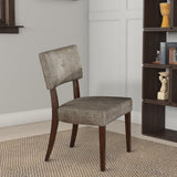 Benzara Wooden Side Chair , Grey Fabric, Set Of 2 BM177596 Gray and Brown Fabric and Wood BM177596