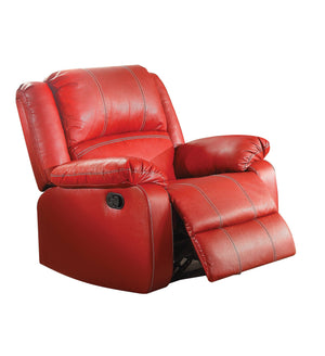Benzara Leather Rocker Recliner Chair, Red BM177635 Red Wood and Leather BM177635