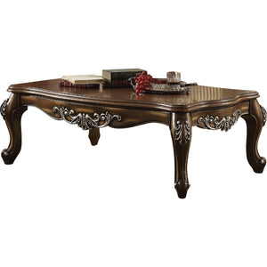 Benzara Intricately Carved Wooden Coffee Table in Antique Oak Brown BM177641 Brown Wood BM177641