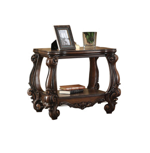 Benzara Wooden End Table with Oversized Scroll Legs and 1 Open Bottom Shelf, Brown BM177643 Brown Solid wood BM177643