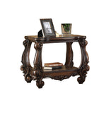 Wooden End Table with Oversized Scroll Legs and 1 Open Bottom Shelf, Brown