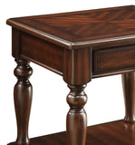 Benzara Wooden End Table with 1 Drawer and 1 Bottom Shelf, Walnut Brown BM177663 Brown Solid Wood BM177663