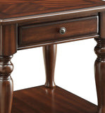 Benzara Wooden End Table with 1 Drawer and 1 Bottom Shelf, Walnut Brown BM177663 Brown Solid Wood BM177663