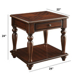 Benzara Wooden End Table with 1 Drawer and 1 Bottom Shelf, Walnut Brown BM177663 Brown Solid Wood BM177663