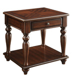 Benzara Wooden End Table with 1 Drawer and 1 Bottom Shelf, Walnut Brown BM177663 Brown Solid Wood BM177663