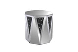 Benzara End Table With Octagonal Mirrored Top, Clear And Black BM177668 Clear Mirror, Glass and Wood BM177668