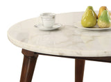 Benzara Wood Base Coffee Table with Marble Top, Walnut Brown BM177672 Brown and White Wood and Marble BM177672