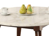 Benzara Wood Base Coffee Table with Marble Top, Walnut Brown BM177672 Brown and White Wood and Marble BM177672