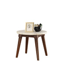 Benzara Wooden Base End Table with Marble Top, Walnut Brown BM177673 Brown and White Wood and Marble BM177673