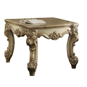 Benzara Wooden End Table in Gold Patina BM177678 Gold Wood BM177678