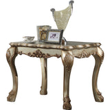 Benzara Wooden End Table with Claw Feet and Carved Intricate Motifs,Gold and Silver BM177682 Gold, Silver Solid wood BM177682