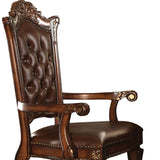 Benzara Leather Upholstered Arm Chair in Cherry Brown BM177715 Brown Wood and Leather BM177715