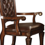 Benzara Leather Upholstered Arm Chair in Cherry Brown BM177715 Brown Wood and Leather BM177715