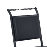 Benzara Metal Frame Leather Upholstered Armless Chair, Black BM177718 Black Metal and Leather BM177718