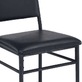 Benzara Metal Frame Leather Upholstered Armless Chair, Black BM177718 Black Metal and Leather BM177718