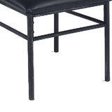 Benzara Metal Frame Leather Upholstered Armless Chair, Black BM177718 Black Metal and Leather BM177718