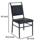 Benzara Metal Frame Leather Upholstered Armless Chair, Black BM177718 Black Metal and Leather BM177718