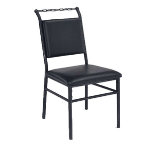 Benzara Metal Frame Leather Upholstered Armless Chair, Black BM177718 Black Metal and Leather BM177718