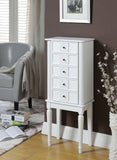 Wood Jewelry Armoire With 5 Drawers in White