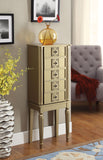 Benzara 5 Drawer Wooden Jewelry Armoire with Knobs and Fluted Turned Legs, Gold BM177734 Gold Solid wood BM177734