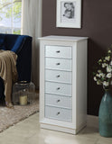 Wood Jewelry Armoire Having 6 Drawers with Mirror Front, White