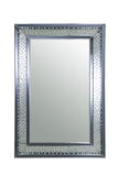 Benzara Rectangular Wall Accent Mirror With Crystal Insert Frame, Silver BM177743 Silver Wood, Mirror And Crystal BM177743