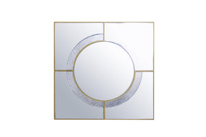 Benzara Contemporary Style Wall Accent Mirror, Clear And Gold BM177745 Clear And Gold Wood and Mirror BM177745