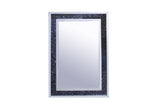 Benzara Rectangular Wall Accent Mirror With Black Crystal Insert in Mirrored Frame BM177747 Black and Clear Wood, Mirror And Crystal BM177747