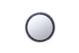 Round Wall Accent Mirror With Black Crystal Insert in Mirrored Frame