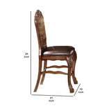 Benzara Leatherette Side Chair with Crown Top and Claw Feet, Set of 2, Brown BM177831 Brown Solid wood, Leatherette BM177831