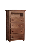 Benzara Wooden 4 Drawers Media Chest With 1 Top Shelf In Mahogany Finish, Brown BM177888 Brown Wood BM177888