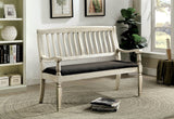 Benzara Vintage Rustic Style Wooden Loveseat Bench With Padded Seat, Off-White BM177889 Off White Wood BM177889