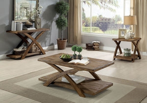 Benzara Transitional Style Wooden 3 Piece Table Set With X Shaped Table Base, Light Oak BM177900 Brown Wood BM177900