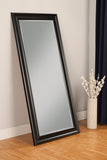 Benzara Full Length Leaner Mirror With a Rectangular Polystyrene Frame, Black BM178055 Black Polystyrene Glass BM178055