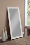 Benzara Full Length Leaner Mirror With a Rectangular Polystyrene Frame, White BM178056 White Polystyrene Glass BM178056