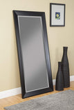 Benzara Contemporary Full Length Leaner Mirror With Rectangular Polystyrene Frame, Black BM178067 Black Polystyrene Glass BM178067