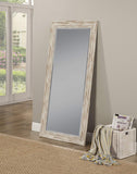 Benzara Farmhouse Style Full Length Leaner Mirror With Polystyrene Frame, Antique White BM178071 White Polystyrene Glass BM178071