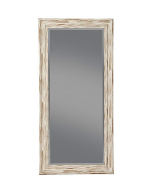 Benzara Farmhouse Style Full Length Leaner Mirror With Polystyrene Frame, Antique White BM178071 White Polystyrene Glass BM178071