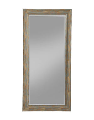 Benzara Farmhouse Style Full Length Leaner Mirror With Polystyrene Frame, Blue BM178073 Blue Polystyrene Glass BM178073