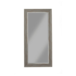 Benzara Farmhouse Style Full Length Leaner Mirror With Polystyrene Frame, Antique Gray BM178074 Gray Polystyrene Glass BM178074