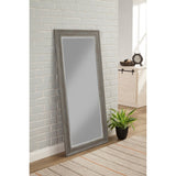 Benzara Farmhouse Style Full Length Leaner Mirror With Polystyrene Frame, Antique Gray BM178074 Gray Polystyrene Glass BM178074