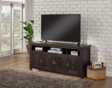 Benzara Wooden TV Stand With 3 Shelves and Cabinets, Espresso Brown BM178109 Brown Pine Pine Veneer BM178109