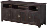 Benzara Wooden TV Stand With 3 Shelves and Cabinets, Espresso Brown BM178109 Brown Pine Pine Veneer BM178109