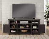 Benzara Wooden TV Stand With 3 Shelves and Cabinets, Gray BM178110 Gray Pine Pine Veneer BM178110