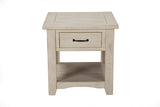 Benzara Wooden End Table With 1 Drawer & 1 Shelf, Antique White BM178127 White Pine BM178127