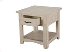 Benzara Wooden End Table With 1 Drawer & 1 Shelf, Antique White BM178127 White Pine BM178127