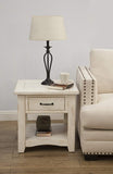 Benzara Wooden End Table With 1 Drawer & 1 Shelf, Antique White BM178127 White Pine BM178127