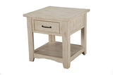 Benzara Wooden End Table With 1 Drawer & 1 Shelf, Antique White BM178127 White Pine BM178127