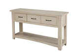 Benzara Wooden Console Table With Three Drawers, Antique White BM178128 White Pine BM178128